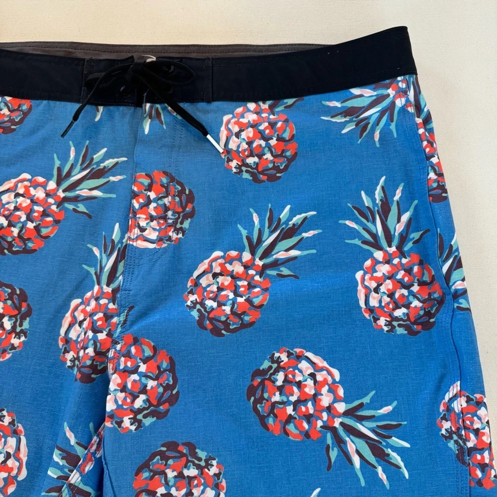 Rip Curl Men’s 38 Caicos Boardshort Blue Pinapple Swim Trunks Pocket 8.5” Inseam